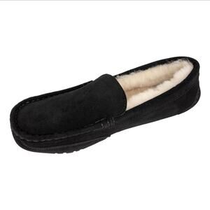 Clarks Mens Shearling Moccasin House Slippers Indoor Outdoor Black Size 8